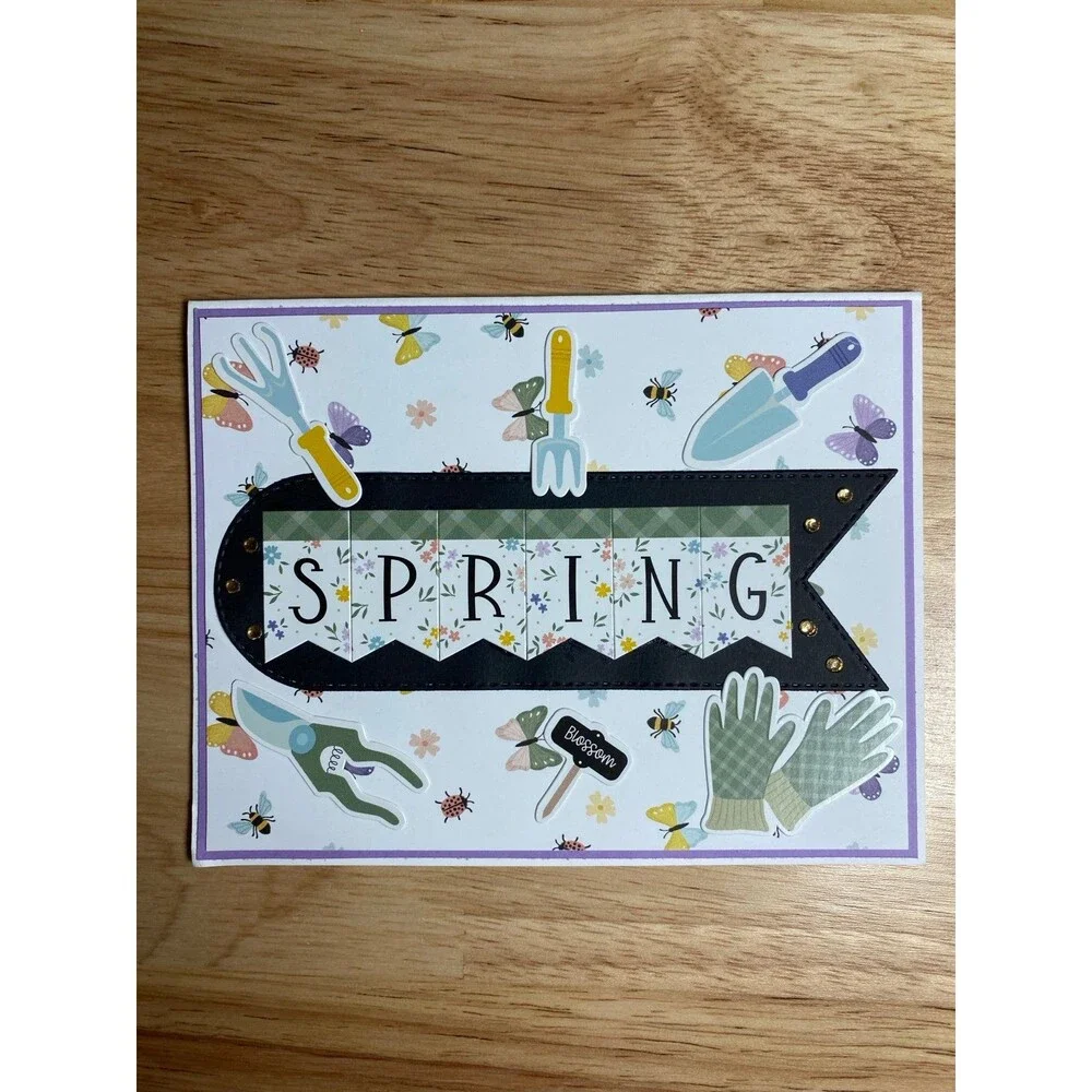 Handmade Spring Greeting Card A2 Floral Card Blank Inside w/ Envelope